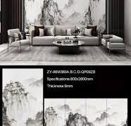 [Hot Item] Porcelain Slab Tile Slab Chinese Landscape Painting Sintered  Stone for Living Room Background Wall