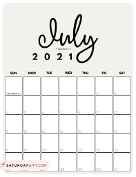 Free printable july 2021 calendar. Cute Free Printable July 2021 Calendar Saturdaygift