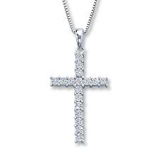 The largest collection of mens diamond cross pendants available online. Diamond Cross Necklace 1 15 Ct Tw Round Cut Sterling Silver Kay