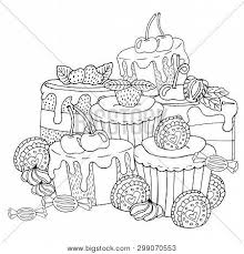 Coloring Page Cake Vector Photo Free Trial Bigstock Choose the coloring page of candy you want to color, print and paint for your enjoyment. coloring page cake vector photo