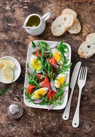 Poached salmon with pickled onion and horseradish sauce >. Easter Brunch Salad Smoked Salmon Eggs Arugula Red Onion Stock Photo Picture And Royalty Free Image Image 92677456