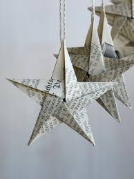 Origami Stars Antique Book Page Hanging Ornaments From Oldpapercrafts Hanging Origami Origami Stars Paper Christmas Ornaments