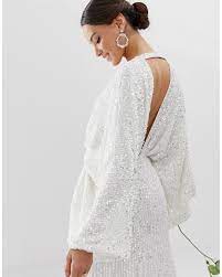 This is one of asos's more expensive options, but it's definitely beautiful. Asos Synthetic Ciara Sequin Kimono Sleeve Wedding Dress In White Lyst