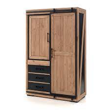 Armoire Yateley En Pin Massif Et Decor Mdf Laque Noir