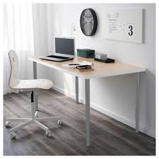 Linnmon Olov Table White White Stained Oak Effect Silver Color Ikea Home Office Desks Drawer Unit Ikea