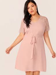 Https Www Shein Com Plus Size Dresses C 1889 Html Icn Plus Size Dresses Plus Size Dresses Belted Dress Lace Trim Dress