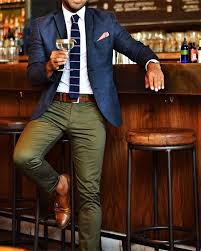 Olive And Blue Blazer Outfits Men Mens Outfits Menswear