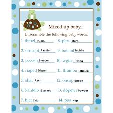 Baby Shower Word Scramble Answers Blue Christian Baby Shower Turtle Baby Shower Baby Shower Game Cards