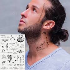 Portraits of loved ones and friends or even celebrities are incredibly popular neck tattoo designs, although they are seen more often on men than they are on. Fake Tatoo For Men Face Neck Tattoos Men Boys Sketches Tattoo Designs Black Waterproof Summer Tattoo Sticker Body Art Sheet Temporary Tattoos Aliexpress