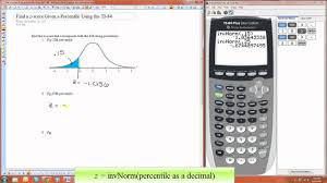 Find A Z Score Given A Percentile Using The Ti 84