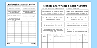 Shade the correct number of items or animals. 8 Digit Numbers Place Value Reading And Writing Worksheet