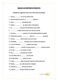 20 Frases Para Revisar El Preterito Perfecto La Pagina Del Espanol Ejercicios Para Aprender Espanol Aprender Espanol Ejercicios De Espanol