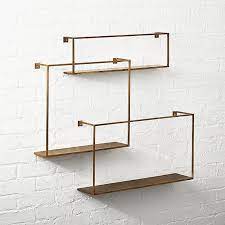 Antiqued Brass Floating Shelves Set Of 3 Reviews Cb2 Geometric Shelves Floating Shelves Shelves