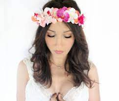 Orchid Beach Crown Wedding Hesdpiece Flower Crown By Deloopbridal Wedding Headpiece Beach Wedding Hair Beach Wedding Colors