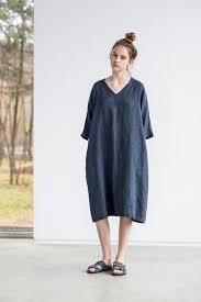 Tunic Dress Valencia Washed Linen Tunic In Charcoal Oversize Linen Dress V Neckline Linen Dress In Charcoal Oversized Linen Dresses Linen Tunic Linen Tunic Dress