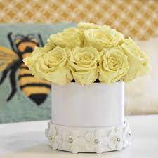 Yellow Preserved Rose Arrangement Rose Centerpieces Rose Arrangements Forever Rose