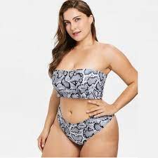 For The Woman Who Wants To Make A Statement This Snakeskin Bandeau Bikini Is Perfect See Images For Size Ch Plus Size Bandeau Bikini Plus Size Bikini Bikinis