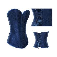 Muka Womens Navy Blue Flower Tapestry Brocade Corset 16