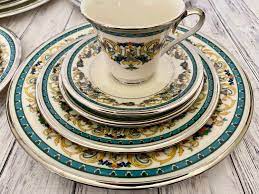 The fall from grace of a leading man. Lenox Fair Lady China Service For Four Twenty Piece Set Like New Condition Turquoise Band Scrolls And Floral With Platinum Trim Tableware Vintage China Lenox