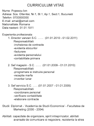 Cv Completat Ecto Modele De Documente Curriculum Vitae Teacher Resume Template Resume Words
