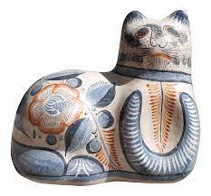 Because that canvas is layered with gesso and paint, there are many small cracks from Vintage Mexican Folk Art Tonala Clay Cat Figure Chairish