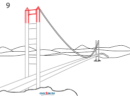 In this step you will start sketching out the 2x4 wood boards for the hand railing and side support. Golden Gate Bridge Drawing Step By Step Pictures