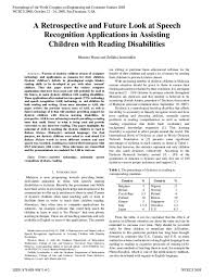 Pdf A Retrospective And Future Look At Speech Recognition Applications In Assisting Children With Reading Disabilities Husniza Husni Academia Edu