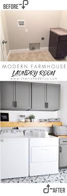 Wooden floors look great with farmhouse decor, and can be warmed up with a jute rug. Modern Farmhouse Laundry Room Cherished Bliss