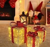 Amazon.com: Lighted Gift Boxes Set of 3, Champagne Gold ...