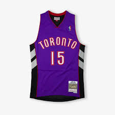 Features replica of vince carter's toronto raptors 1998/99 swingman jersey features carter's name and number and player id and year tag Toronto Raptors Vince Carter 99 00 Hwc Swingman Jersey Purple Throwback
