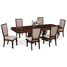 Vienna Dining Table And 6 Upholstered Side Chairs Merlot Value City Furniture Furniture Dining Room Essentials Living Room Furniture Arrangement