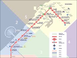 Dubai Metro Map Red Green Lines With Different Zones