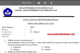 Soal Ukk Pkn Kelas 5 Dan Kunci Jawabannya Sekolahdasar Net