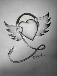 Draw only one half of the heart first. Music Heart Pencil Sketches Easy Nature Sketches Pencil Pencil Sketch
