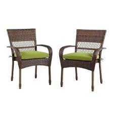 Martha Stewart Living Charlottetown Brown All Weather Wicker Patio Dining Chair With Green Bean Cu Patio Dining Chairs Wicker Patio Chairs Lounge Chair Outdoor