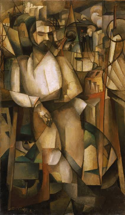 Image result for Albert Gleizes, l'Homme au Balcon, Man on a Balcony (Portrait of Dr. Théo Morinaud), 1912"