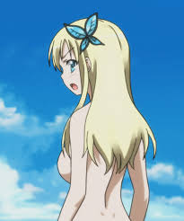 kashiwazaki sena, boku wa tomodachi ga sukunai, animated, animated gif,  10s, angry, back, bikini, bikini bottom only, blonde hair, blue eyes,  blush, bouncing breasts, breasts, hair ornament, large breasts, long hair,  navel,