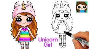 Starbucks kawaii popular easy coloring pages on log wall draw so cute unicorn coloring pages large size of emoji also. How To Draw A Cute Unicorn Girl Lol Nanana Fashion Doll Youtube