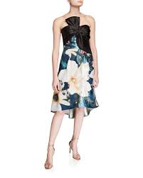 Marchesa Notte Strapless Printed Metallic Jacquard High Low Cocktail Dress High Low Cocktail Dress Cocktail Dress Dresses