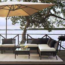 Ikea Kungsholmen Outdoor Lounge Set Of Rattan And Hallo Upholstery In White And Black Pillows Ikea Outdoor Ikea Garden Furniture Outdoor Lounge Set
