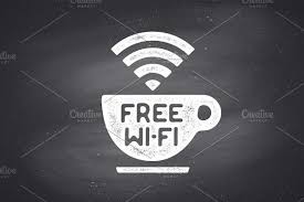 Poster With Cup Of Coffee And Text Free Wifi Wifi Wifi Icon Coffee Cups