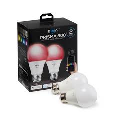 Geeni Prisma 800 60 Watt Equivalent A19 Dimmable Color And White Smart Wi Fi Led Light Bulb No Hub Required 2 Pack Gn Bw215 999 The Home Depot