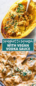 Spaghetti Squash With Vegan Vodka Sauce Recipe Spaghetti Squash Recipes Healthy Pasta Sauce Homemade Spagetti Squash Recipes