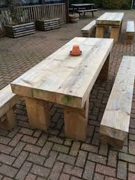 Railway Sleeper Garden Furniture Garden Table Wooden Outdoor Table Pallet Garden Furniture