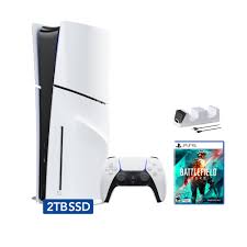 Amazon.com: PlayStation 5 Slim Disc 2TB SSD Edition Bundle with Battlefield  2042 and C-Gamers Dual-Controller Charger - PS5, White [video game] : ...