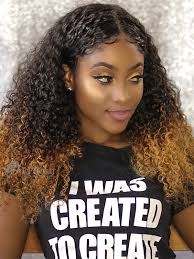 150% density teyana taylor curly hair indian remy hair glueless lace front wigslfw14 your rating. Teyana Taylor Inspired Ombre Tight Curly Brazilian Virgin Hair Glueless Lace Front Wigs