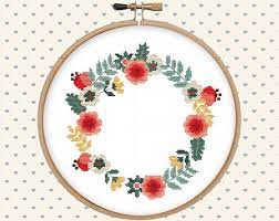 With over 200 designs, you'll find something here that is perfect for your next cross stitch project. Floral Wreath Cross Stitch Pattern Pdf Flower Instant Etsy Cross Stitch Patterns Floral Cross Stitch Stitch Patterns