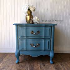 French Provincial Nightstand Turquoise Vintage Painted Furniture Side Table Bedside Table By Suezcues On Etsy H In 2020 Furniture Chic Furniture Painted Furniture