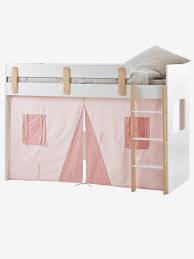 Tente Pour Lit Mezzanine Mi Hauteur Ligne Everest Rose Imprime Transformez Le Lit Sureleve Everest En Lit Cabane En Bed Curtains Girls Room Curtains Loft Bed