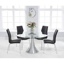 Argos home lido glass extending dining table & 6 chairs. 135cm Round Glass Dining Table And 6 Black Chairs Homegenies